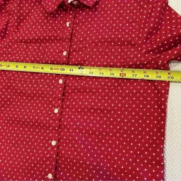 CASLON Red Dimond Pattern Cotton/Tencel two Front Pockets Button Shirt Med soft - Picture 6 of 8